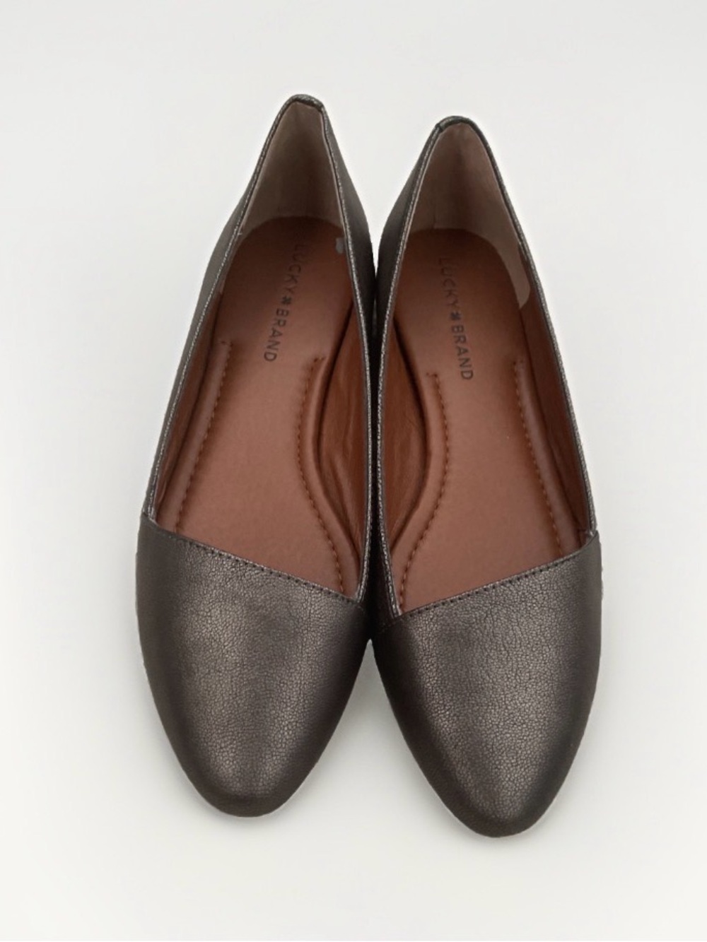 Lucky Brand Women’s Metallic pewter Pointed almond Toe Flats